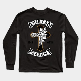 Christian Apparel Clothing Gifts - American Peasant Angel Wing Cross, Gold Long Sleeve T-Shirt